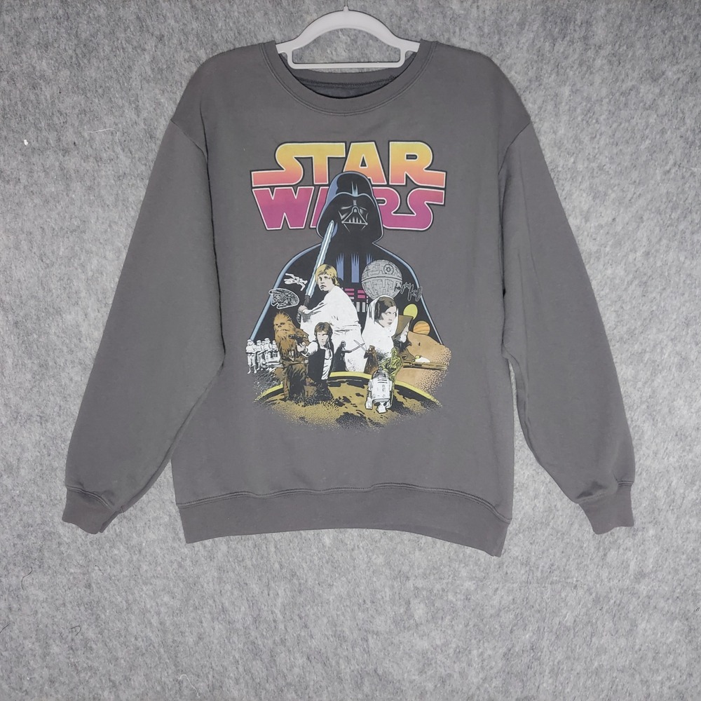 Disney Park Star Wars Men Sweatshirt M Gray Retro Graphic Darth Vader Crewneck